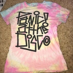 tie dye panic at the disco short sleeve shirt